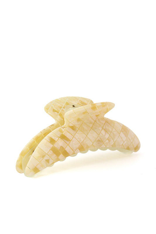 Beige tiled slim claw clip.